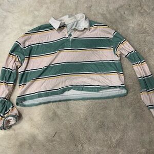 Long Sleeve Cropped Polo with Collar from So Size M